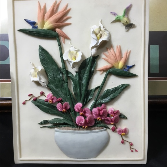 VTG Decorative Soapstone Floral Plaques - Picture 2 of 9